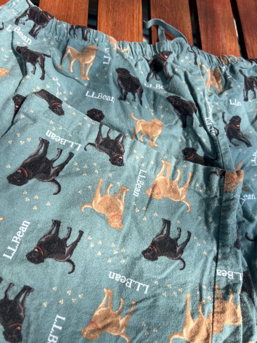 LL Bean flannel pajama bottoms dogs drawstring 1X unisex